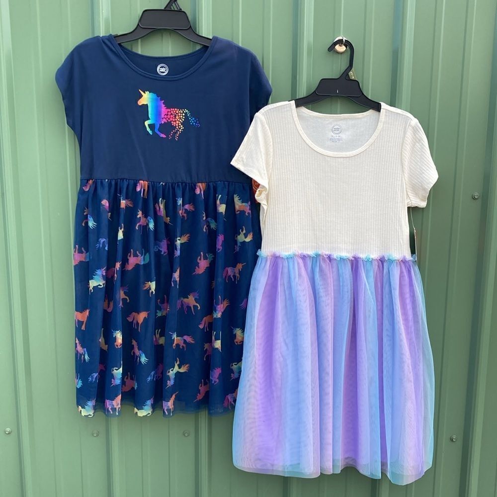 Girls Colorful Unicorn TuTu Dresses 2-Pack Size XL